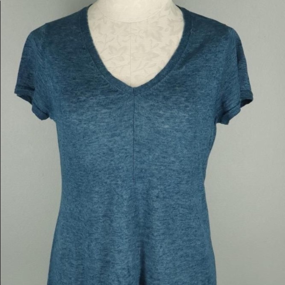 Eileen Fisher Teal Blue Linen T Shirt
